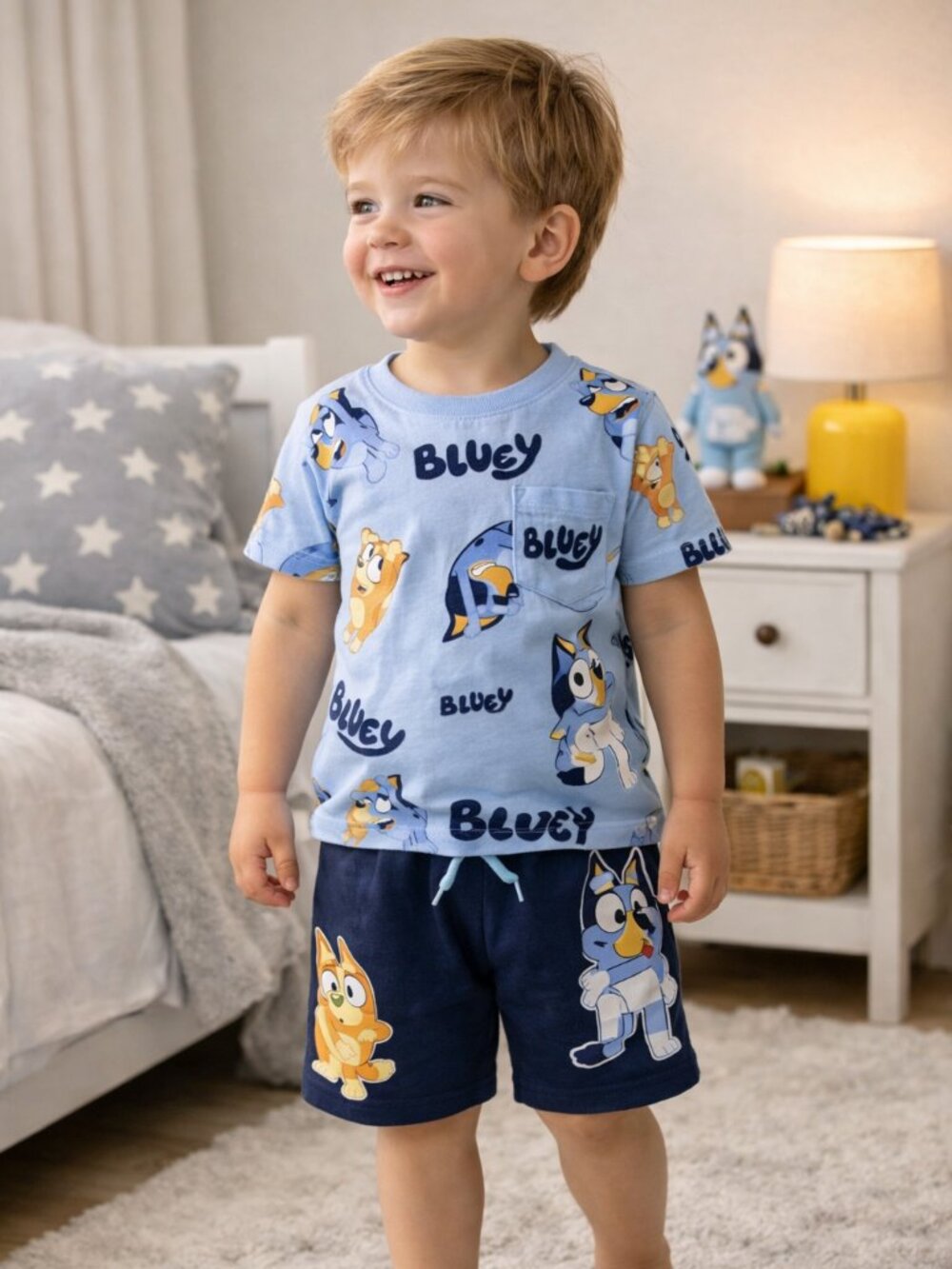 Bluey 2‑Piece Outfit • 5T • Light Blue & Navy • Character Play Set